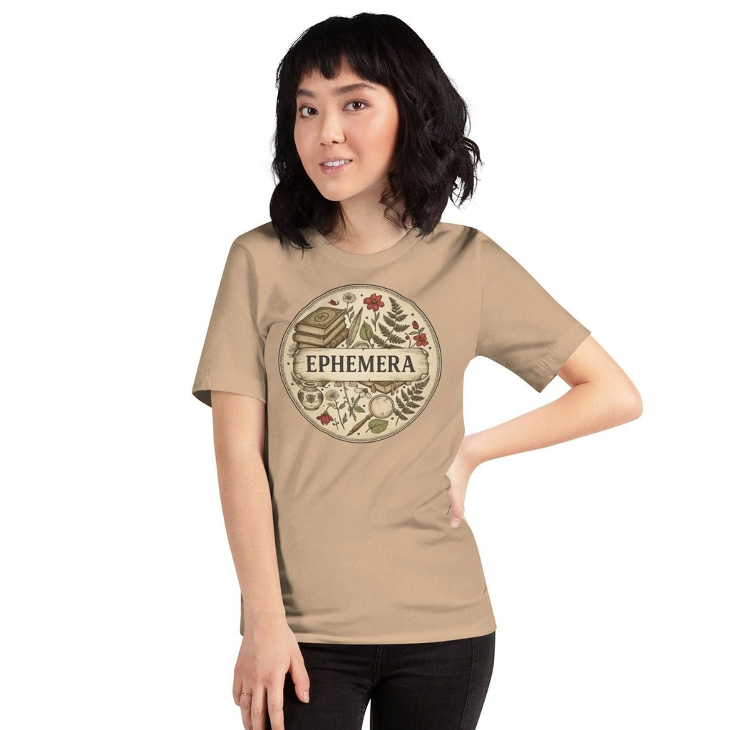 Junk Journal Design , Earth Tone Design Collage Tee, 100% Cotton Unisex
