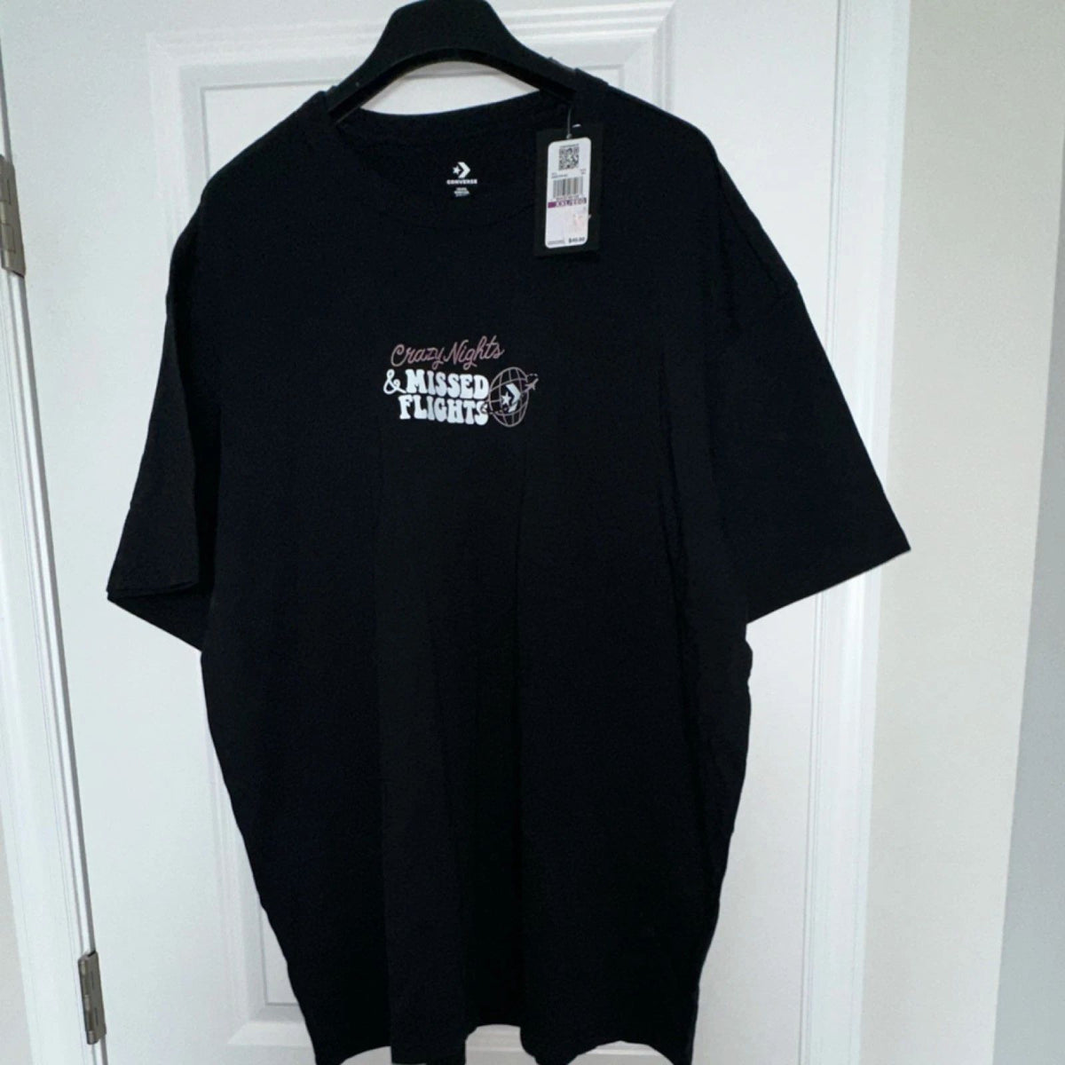 Converse Men's Black Graphic Travel Crew Neck Cotton XXL Short Sleeve Unisex