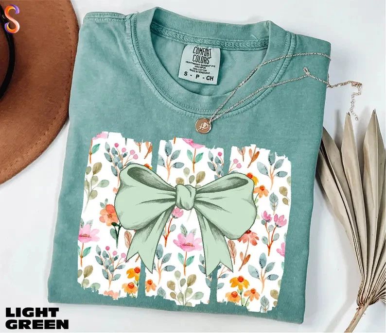 Coquette Bow Wildflowers Comfort Tee Aesthetic Floral Nature Gift Unisex
