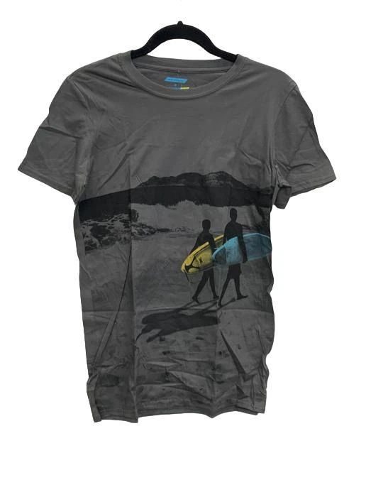 Oxide Men's Surfing Silhouette Crew Neck Short Sleeve , Gray, Small Unisex