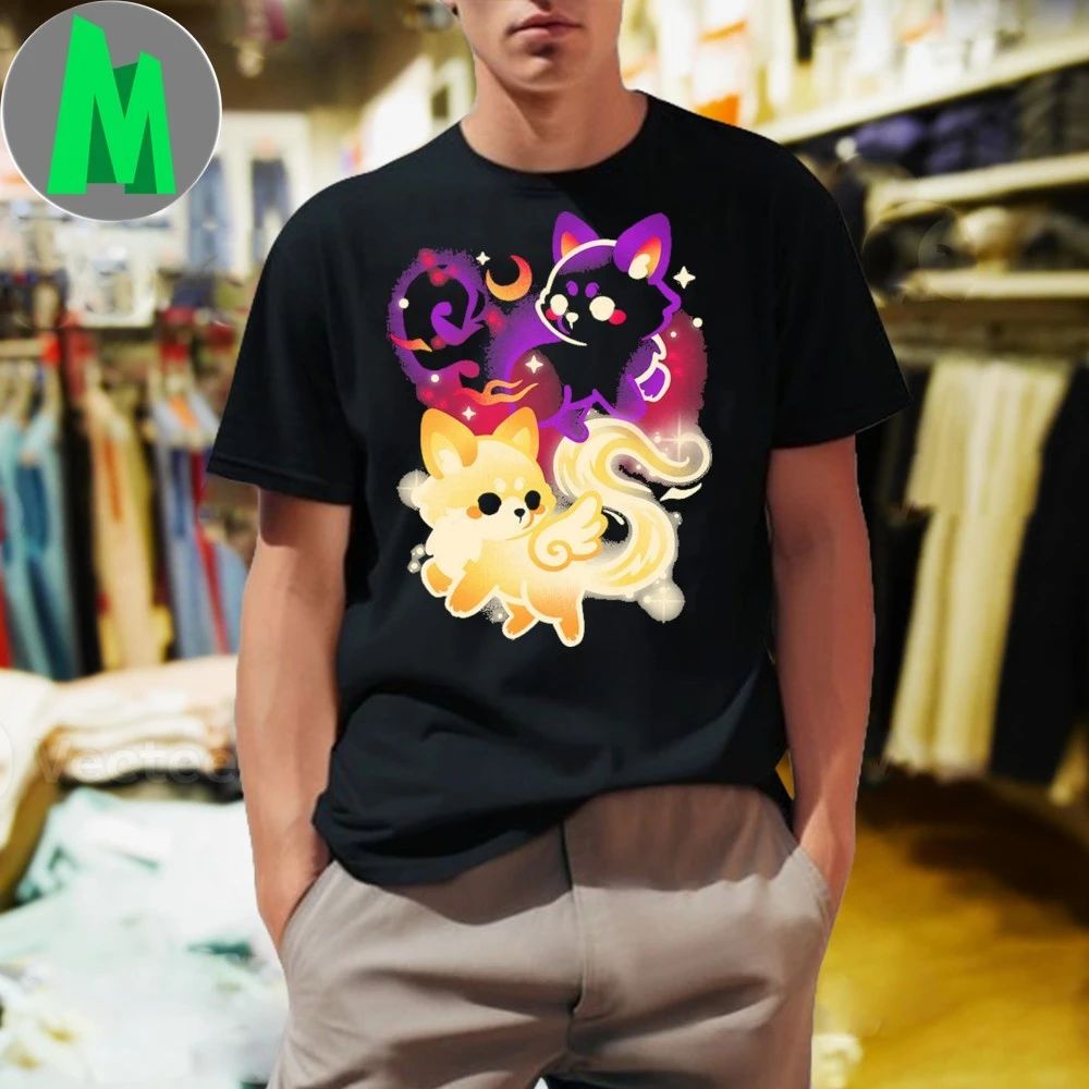 Original Kitsune Night and Day Foxes Shirt Unisex