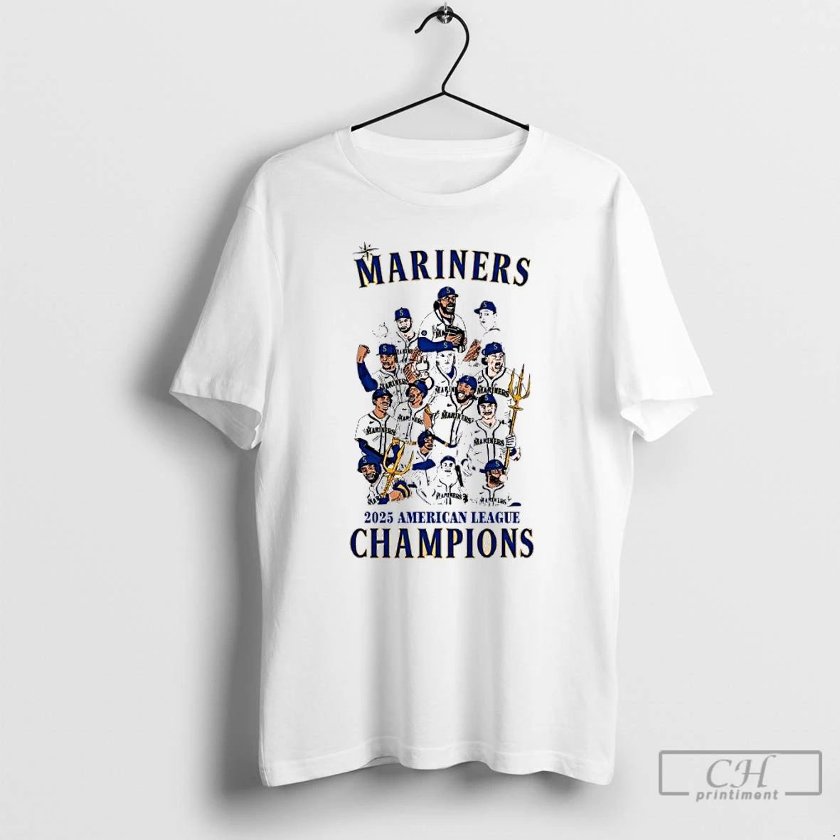 Classic Seattle Mariners 2025 American League Champions Caricature T Shirts Unisex