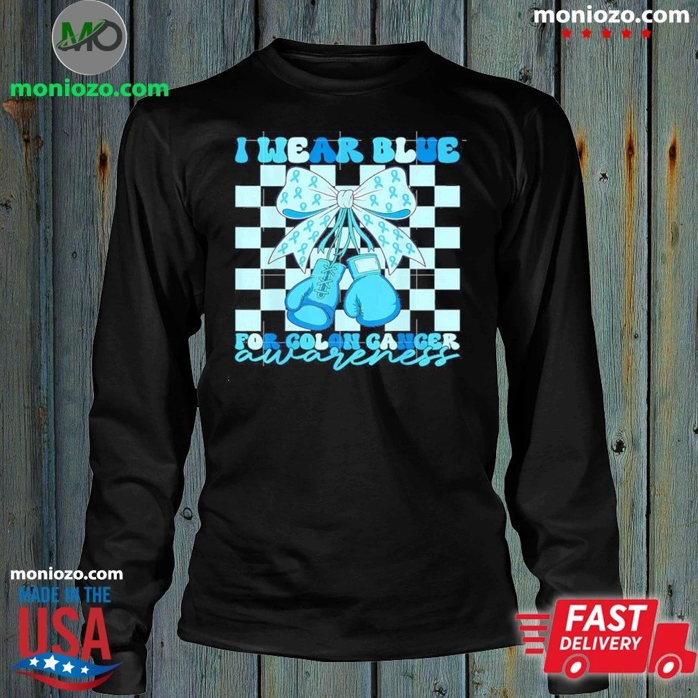 Original I Wear Blue for Colon Awareness Coquette Boxing Gloves Shirt Unisex