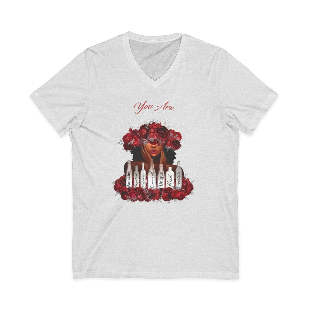 You Are Floral Portrait V-Neck Tee Unisex