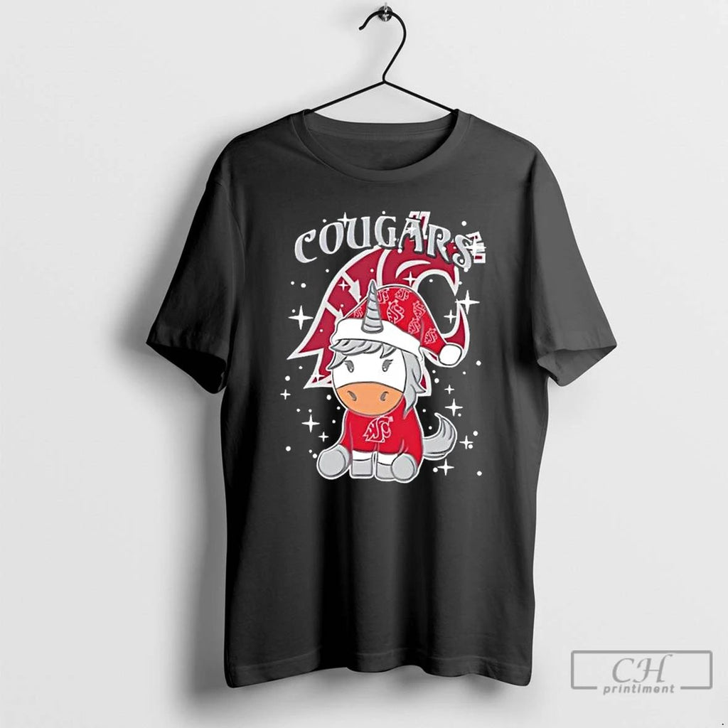 Premium Washington State Cougars Football X Unicorn Merry Christmas T Shirts Unisex