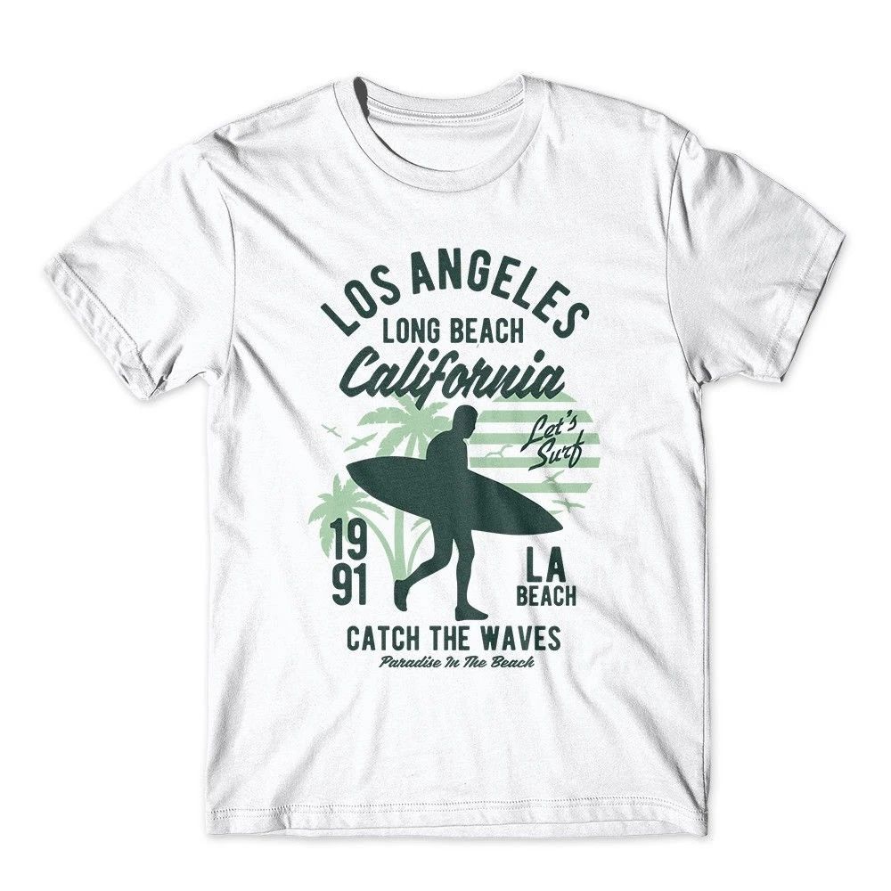 Los Angeles Long Beach Tshirt Surfing Shirt 100% Cotton Premium Tee New Unisex