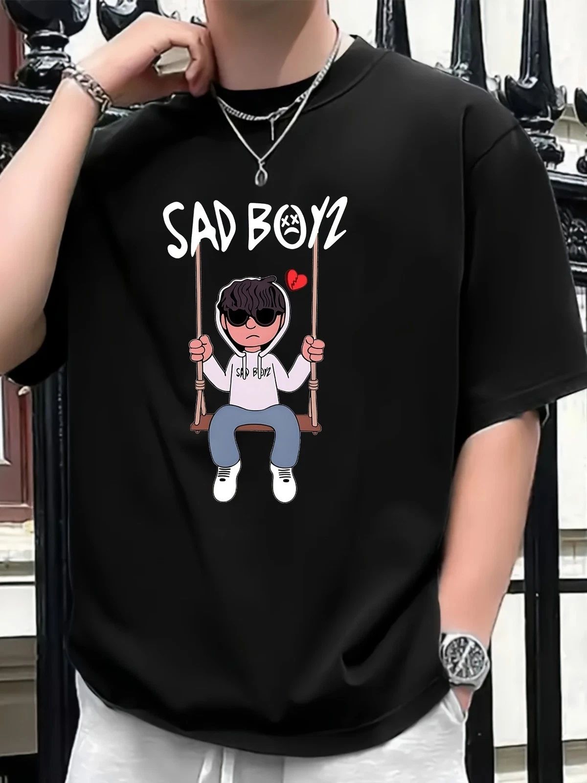 Sad Boyz Graphic T Shirt Cute Cartoon Sad Boy Streetwear Tee Unisex