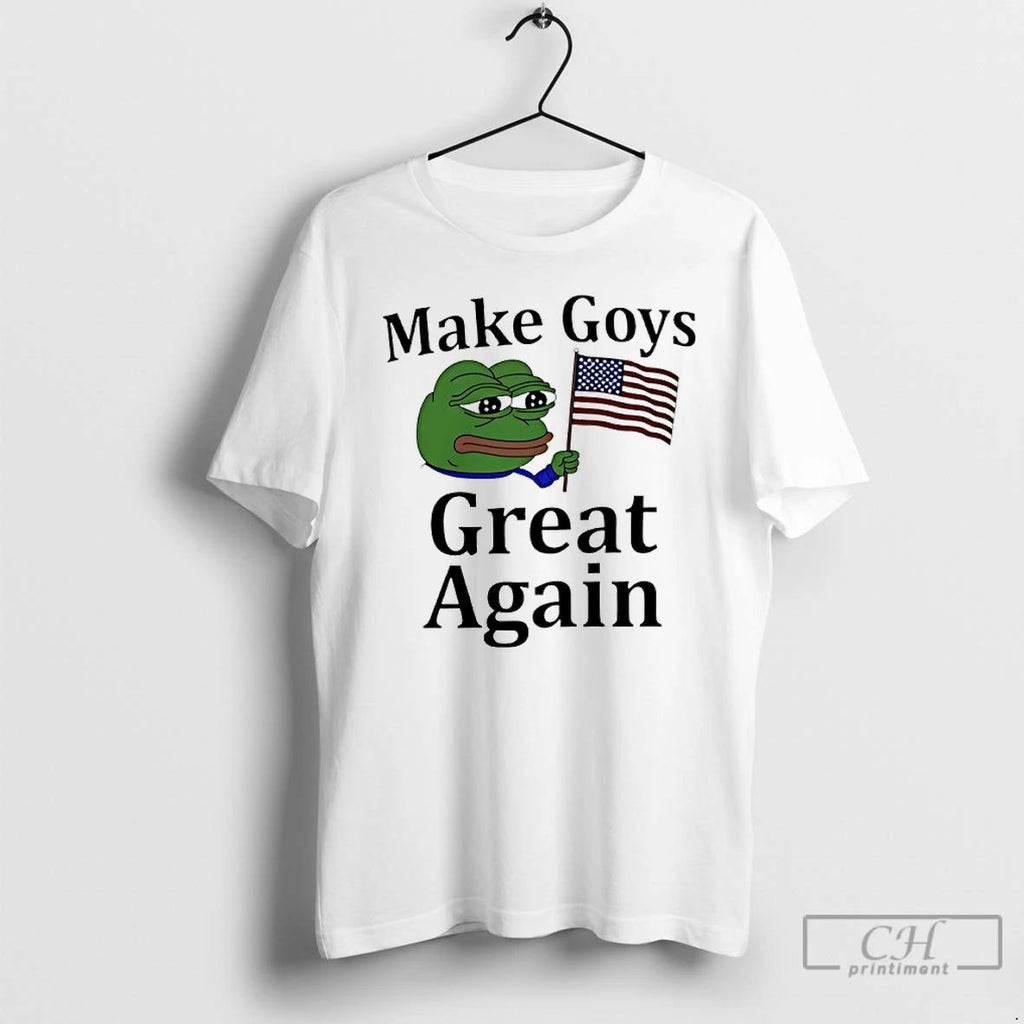 Premium Make Goys Great Again Pepe The Frog American Flag T Shirts Unisex
