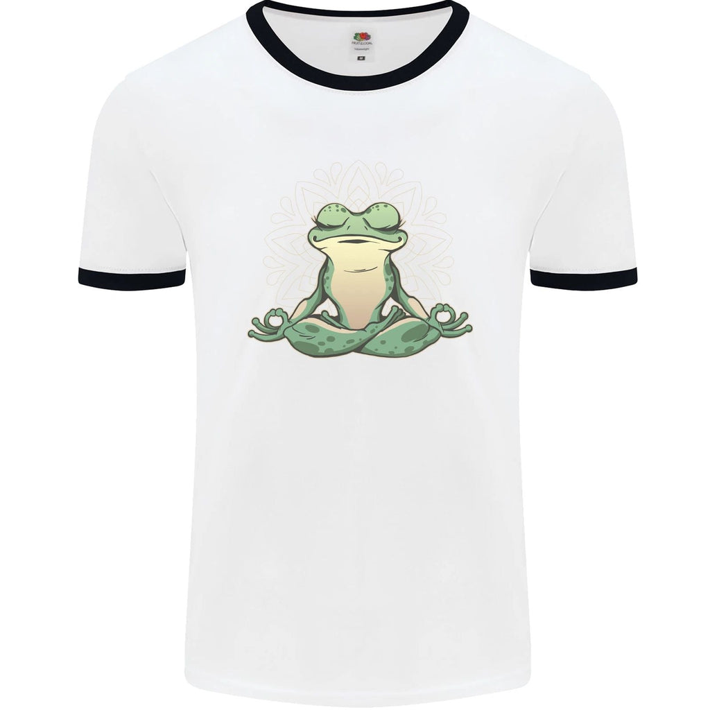 Yoga Frog Meditation Mens Ringer Unisex
