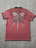 Mens Henley Modern Culture Born For Blood Graphic Back Print, Size S Unisex