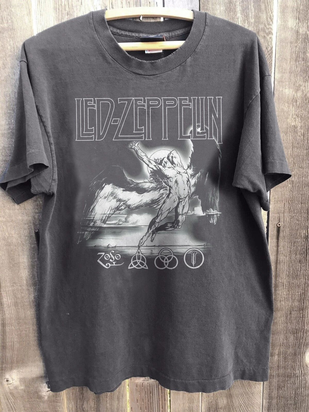 Led Zeppelin Band Retro Style Heavy Cotton Charcoal Size S-5XL Unisex
