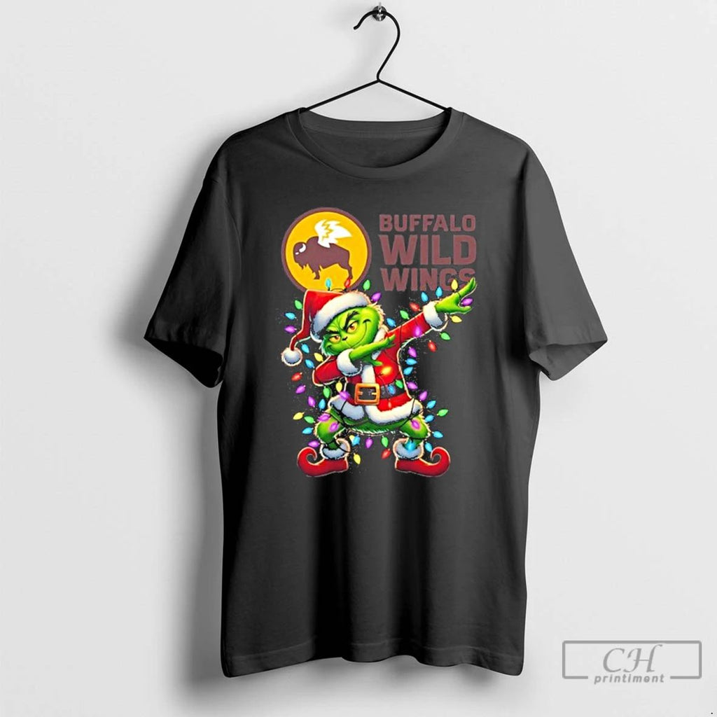 Classic Buffalo Wild Wings Logo X Grinch Dabbing Light Christmas T Shirts Unisex