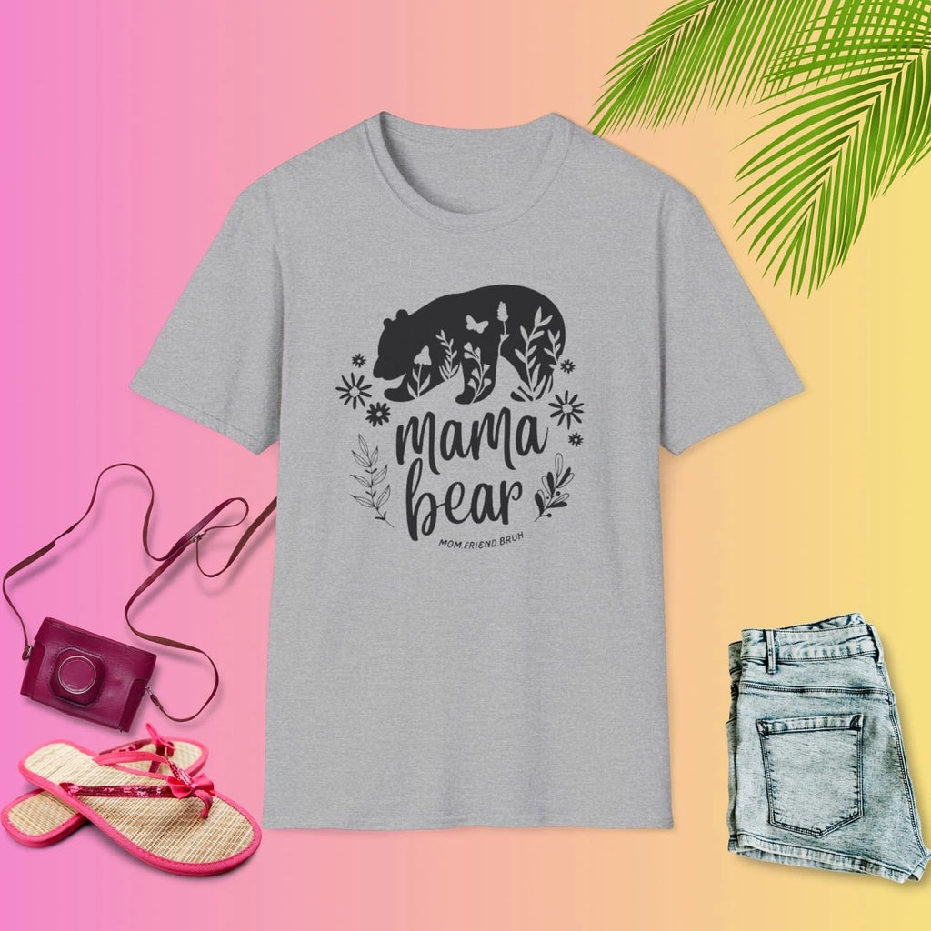 Mama Bear Softstyle , Nature Lover Tee, Gift for Moms, Casual Unisex