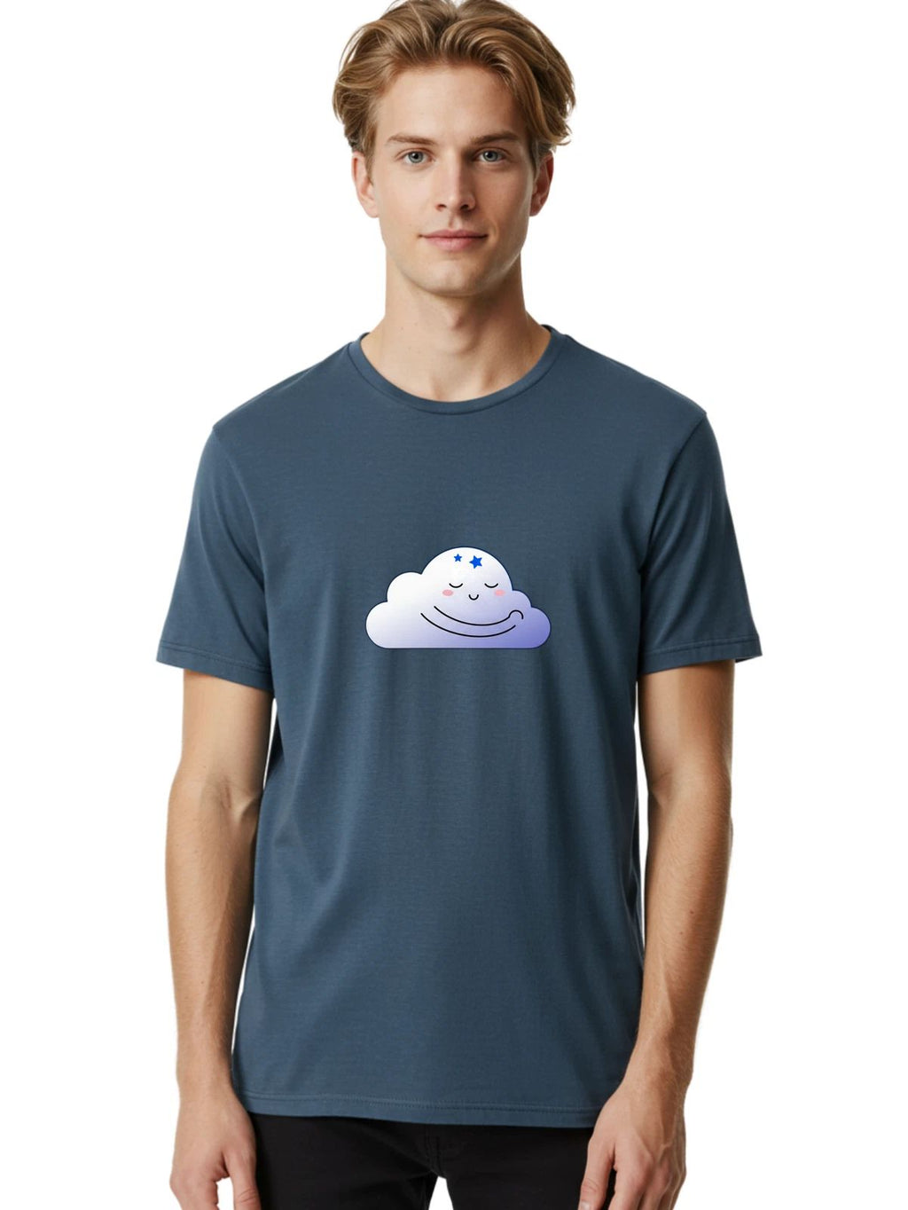 Kawaii-Cloud Mens Graphic Tee, 100% Cotton, Casual Summer Wear Unisex