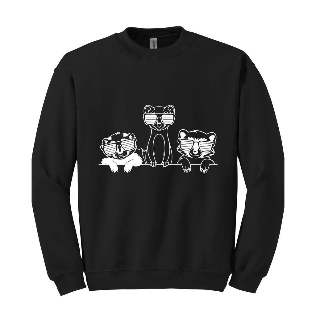 Funny Ferrets With Glasses Sketch , Farm Lover , Cute Animals Ho Unisex