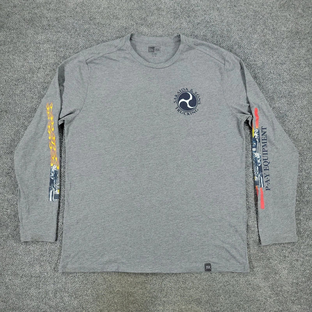 Sakaida & Sons Shirt Men's XL Gray Trucking Logo Graphic Tee Long Sleeve Adult Unisex