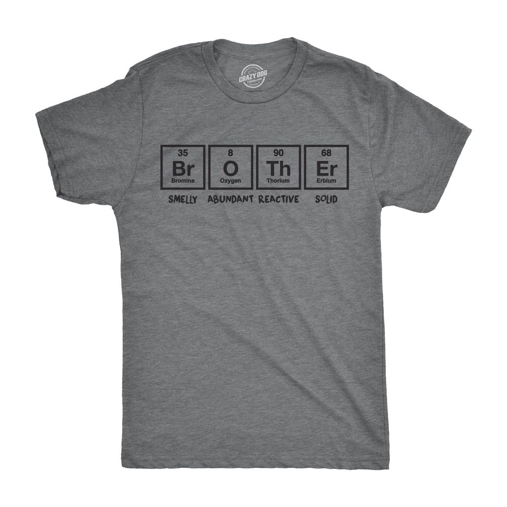 Mens Brother Periodic Table T shirt Nerdy Geeky Tee for Science Lovers Unisex