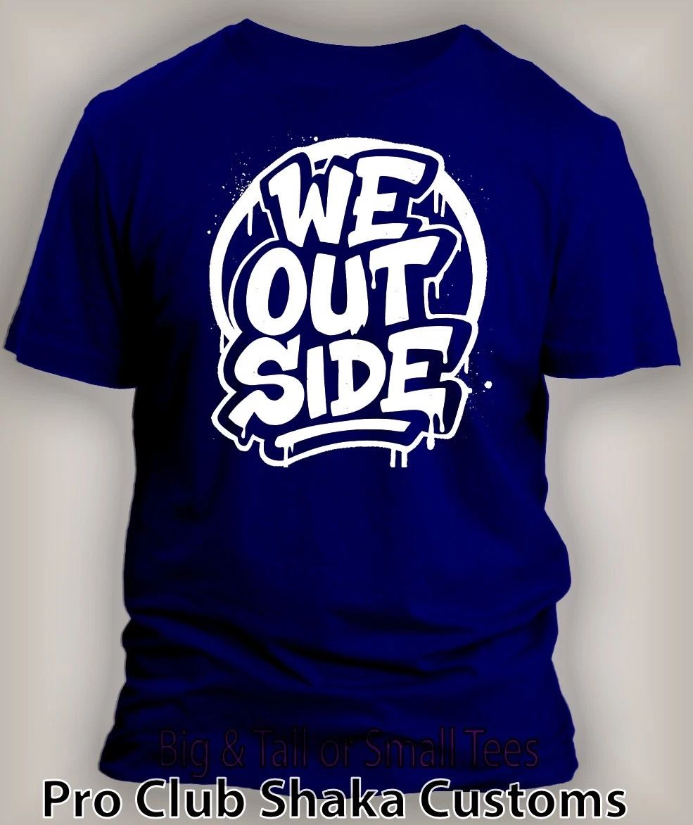 Mens Sport We Ouside Tee Navy Blue Shirt Streetwear Hip Hop Graphic Big Tall Sm Unisex
