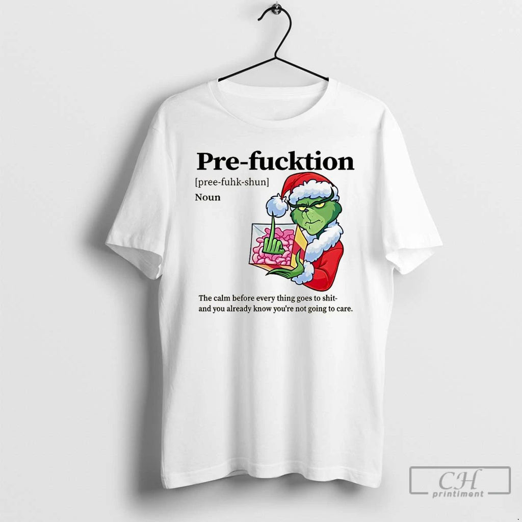 Premium Grinch Santa Hat Middle Finger Pre Function Definition Noun The Calm Before Everything Goes