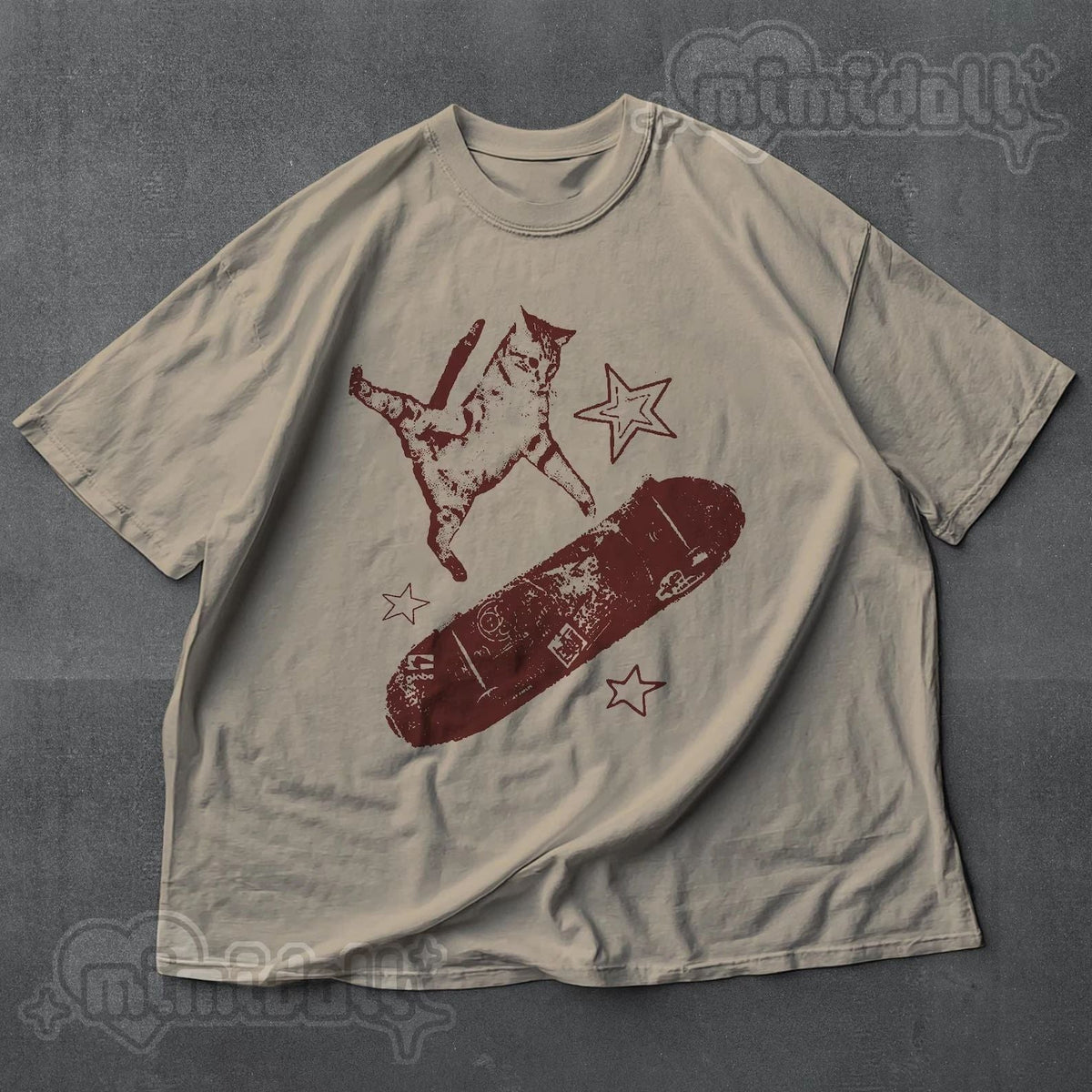 Vintage Skateboard Cat Shirt Y2K 90s Aesthetic Kitten Grunge Retro Tee Unisex
