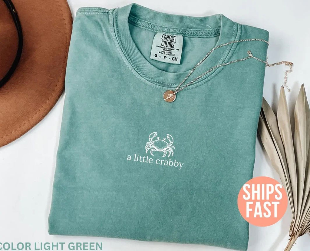 A Little Crabby Shirt Funny Beach Tee Minimalist Coastal Summer Aesthetic Style Unisex