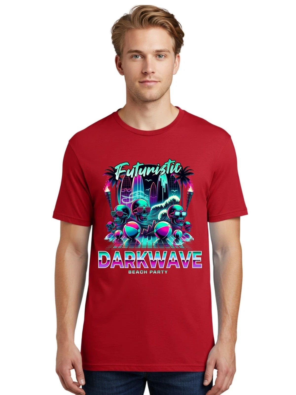 Futuristic-Darkwave Mens Graphic Tee,100% Cotton,Casual Summer Wear Unisex