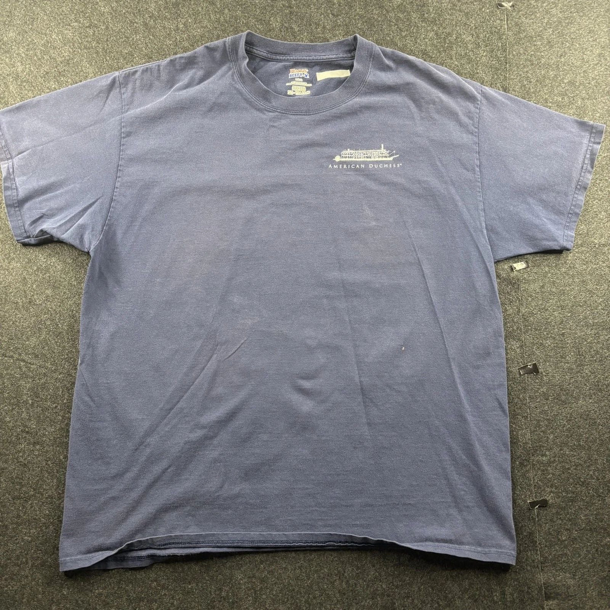 Hanes Shirt Mens Large Blue American Duchess River Cruise Map Short Sleeve Tee Unisex