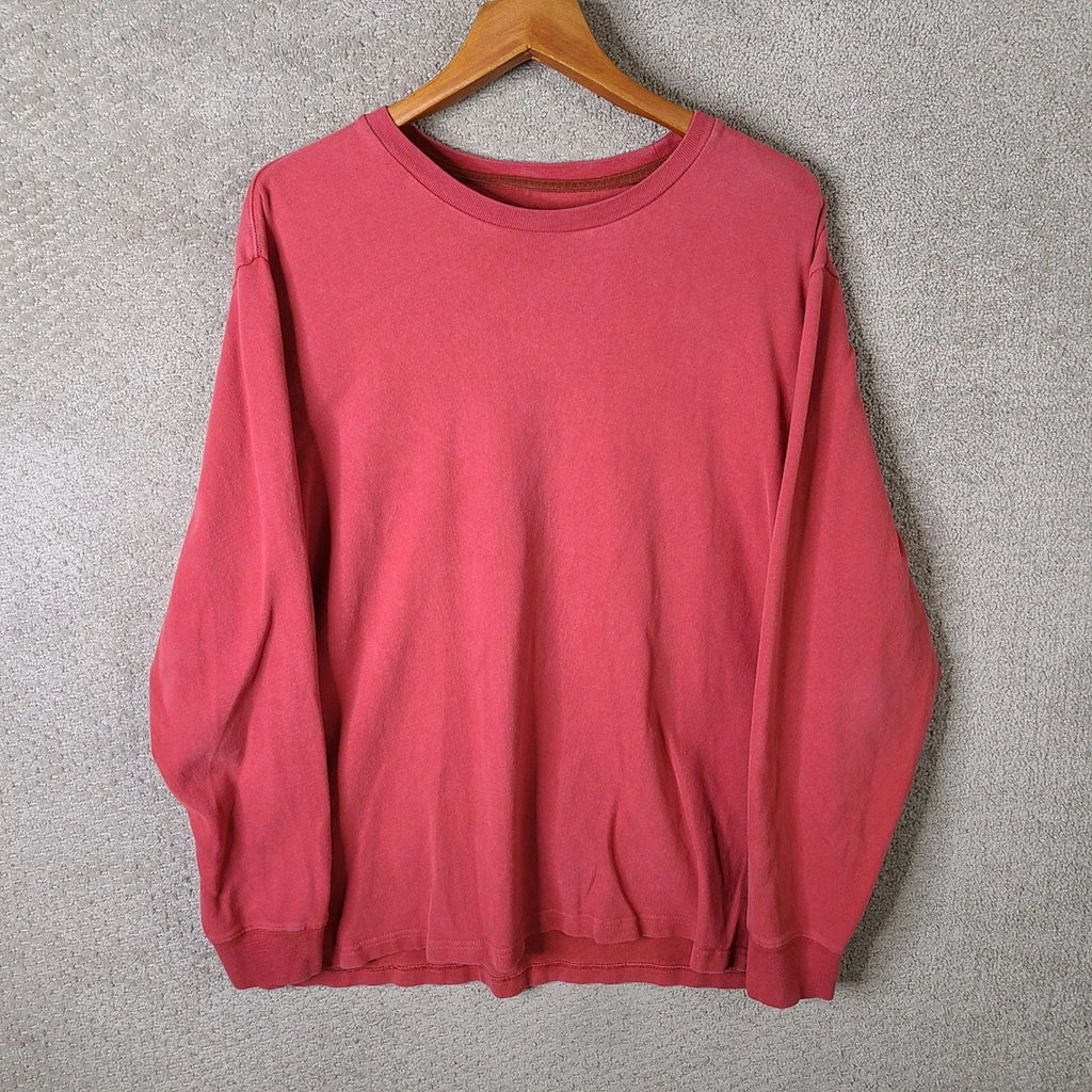 Old Navy Shirt Mens XL Red Long Sleeve Crew Neck Heavyweight Cotton Solid Basic Unisex