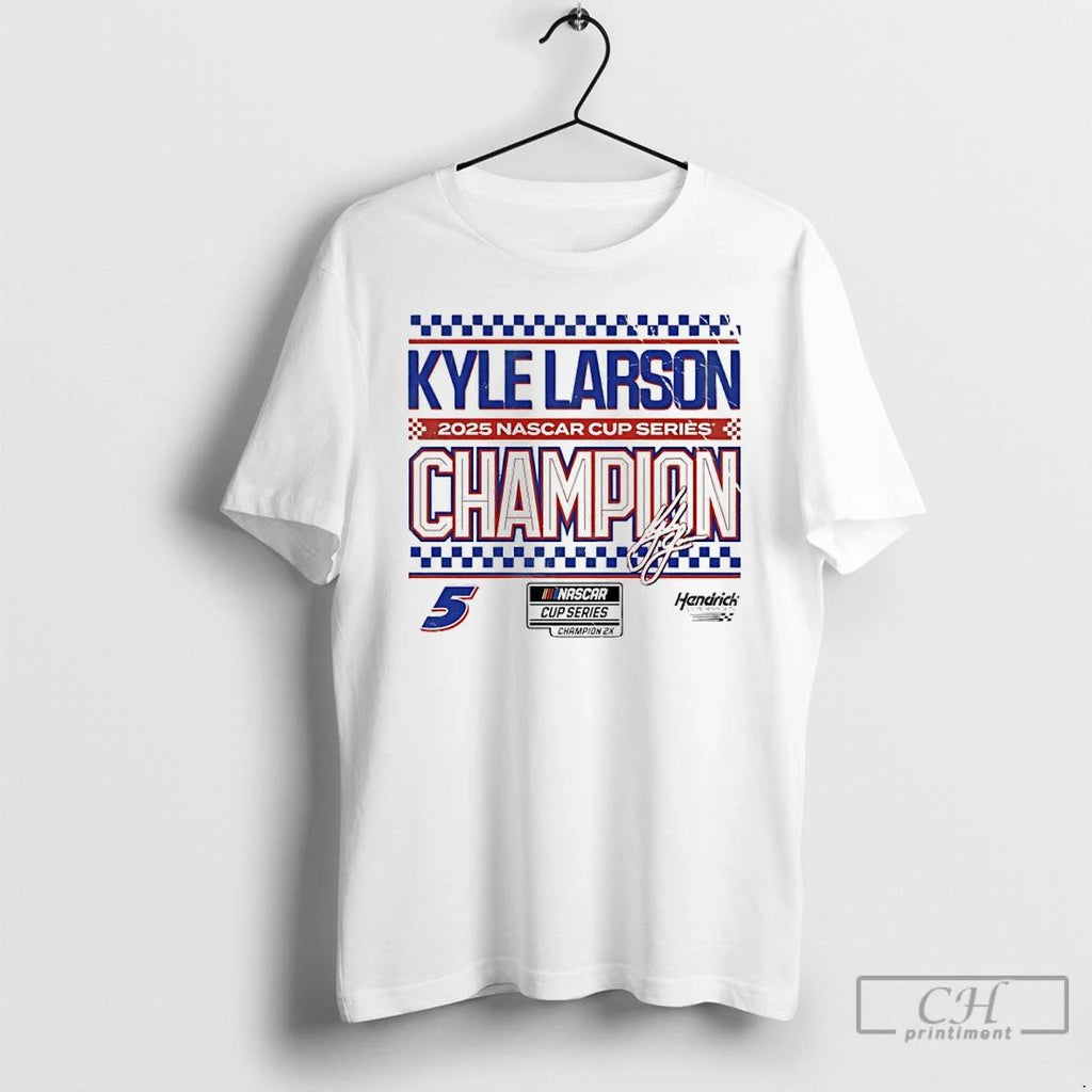 Classic Kyle Larson 2025 Nascar Cup Series Champion Signature T Shirts Unisex