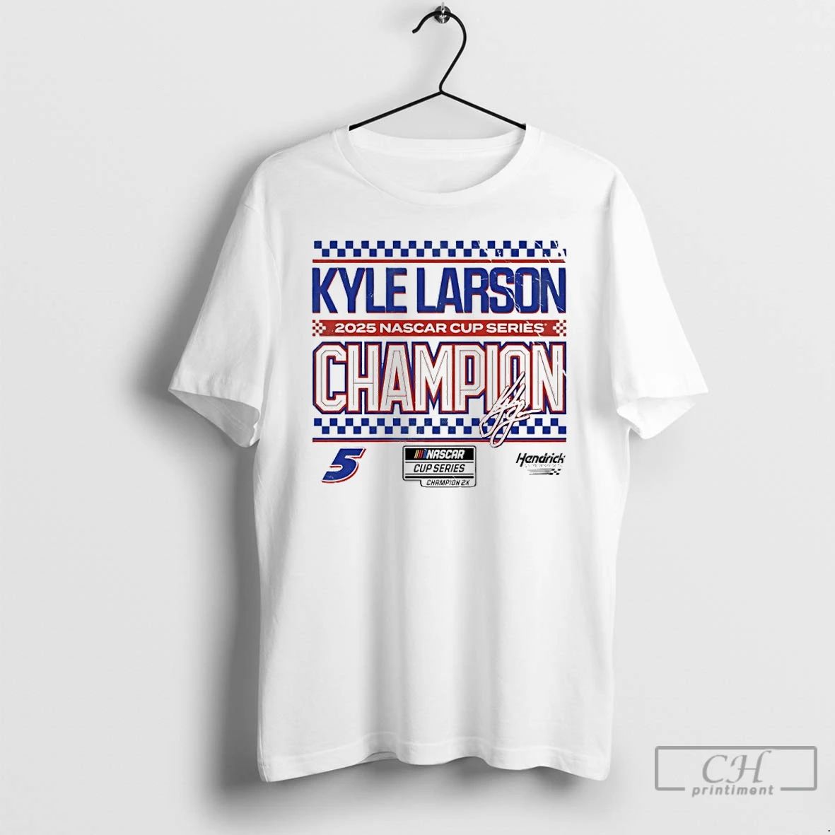 Classic Kyle Larson 2025 Nascar Cup Series Champion Signature T Shirts Unisex