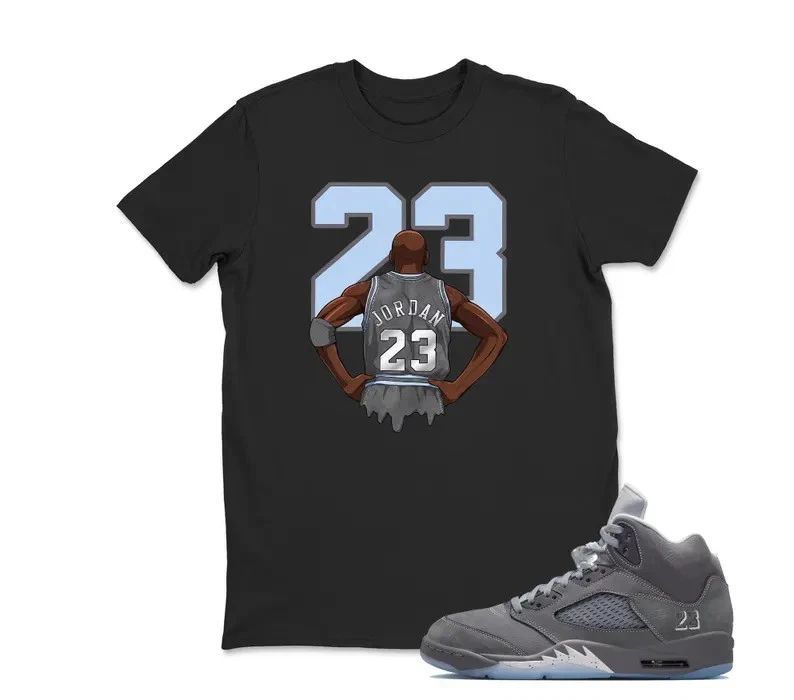 Shirt To Match Jd 5 Wolf Grey, MJ 23 Sneaker Tee, Best Gift,AJ5s,Adults & Ki Unisex