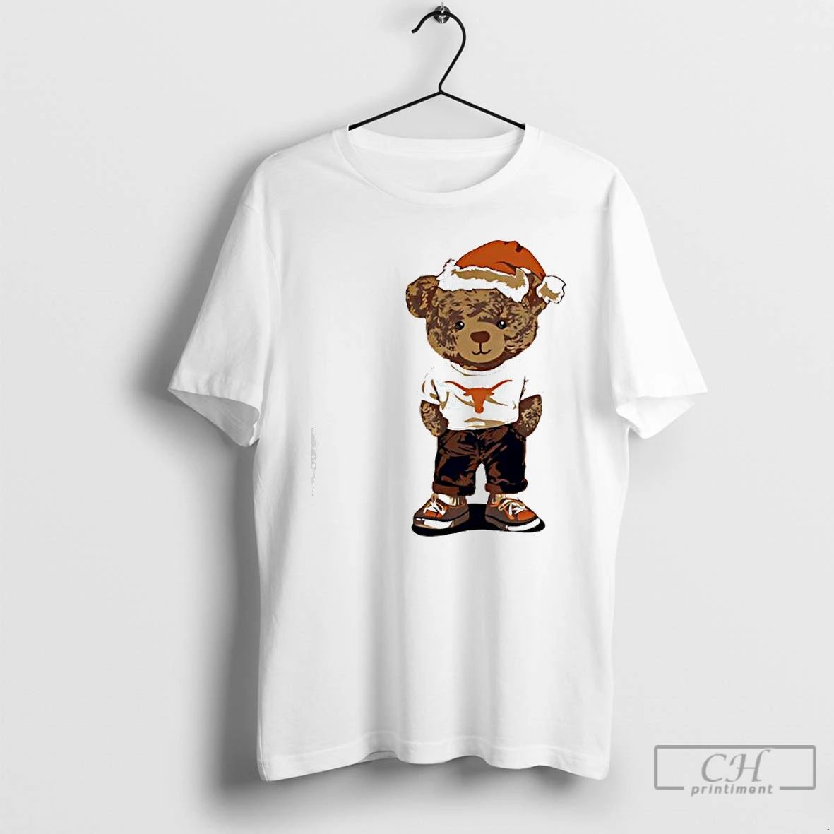 Premium Texas Longhorns Santa Hat Bear Teddy T Shirts Unisex