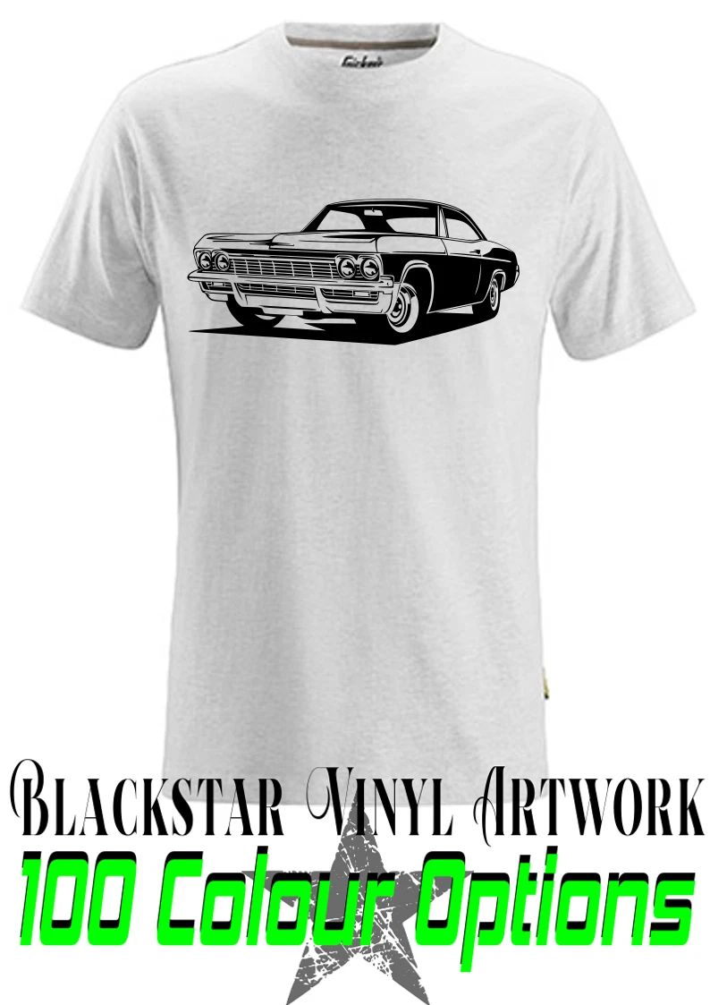 65 CHEVY IMPALA SUPERNATURAL CUSTOM T SHIRT MENS 100% COTTON FRUIT OF THE LOOM. Unisex