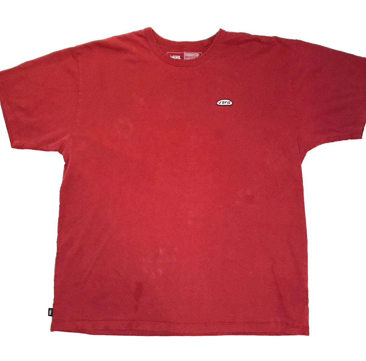 Simple Red Vans T Shirt with Patch Logo XL Unisex