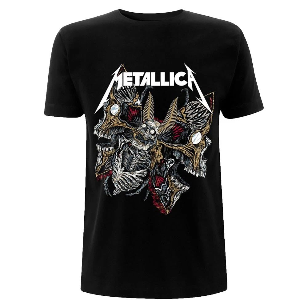 Men's Metallica Skull Moth Slim Fit Medium Black Unisex
