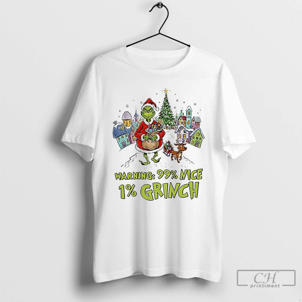 Classic Grinch Santa Hat Warning 99 Nice 1 Grinch Merry Christmas T Shirts Unisex