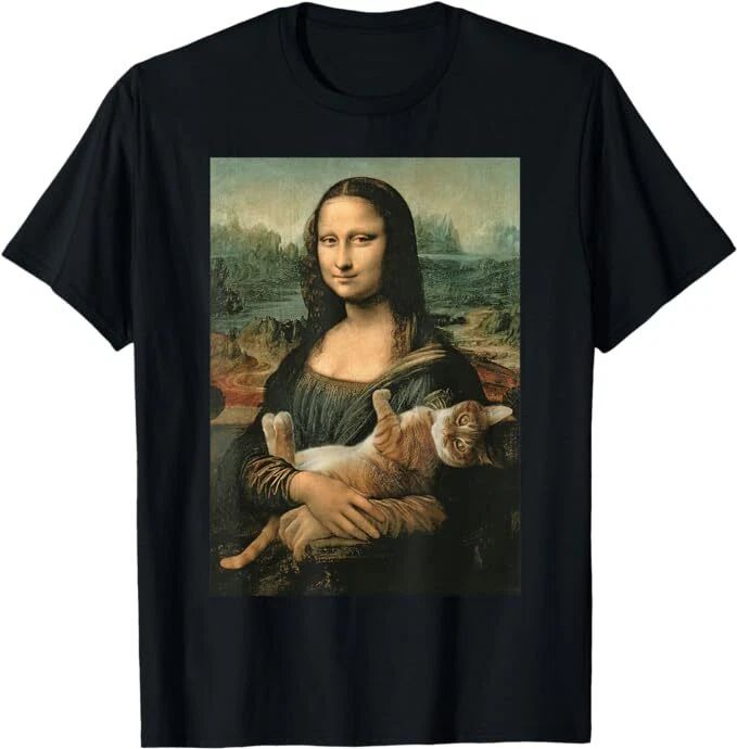 Mona Lisa With Orange Cat Funny Art Painting Unisex