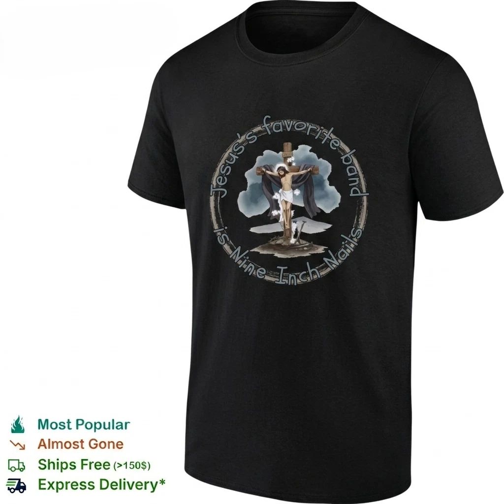 Jesus on Cross Shirt Funny Religious Rock Meme Graphic Tee Unisex Trendy Sale !! Unisex