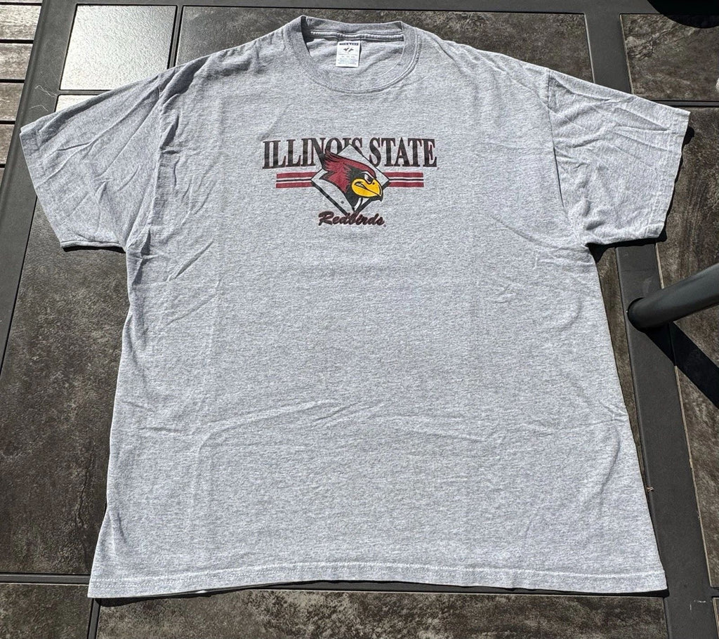 Illinois State Redbirds Vintage Heavy Soft Cotton Gray Tee Size 2XL XXL Unisex
