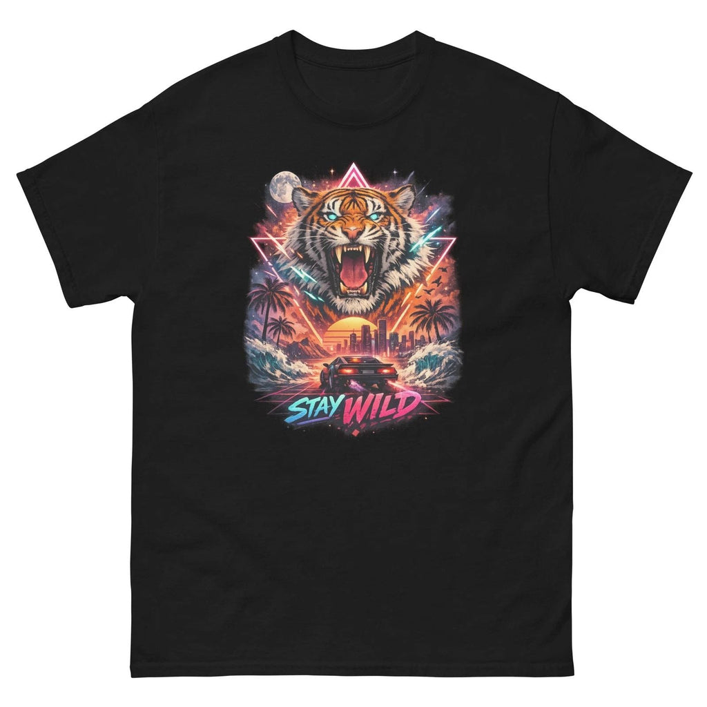 Stay Wild Tiger Neon – Streetwear Graphic Tee Unisex Trendy Unisex