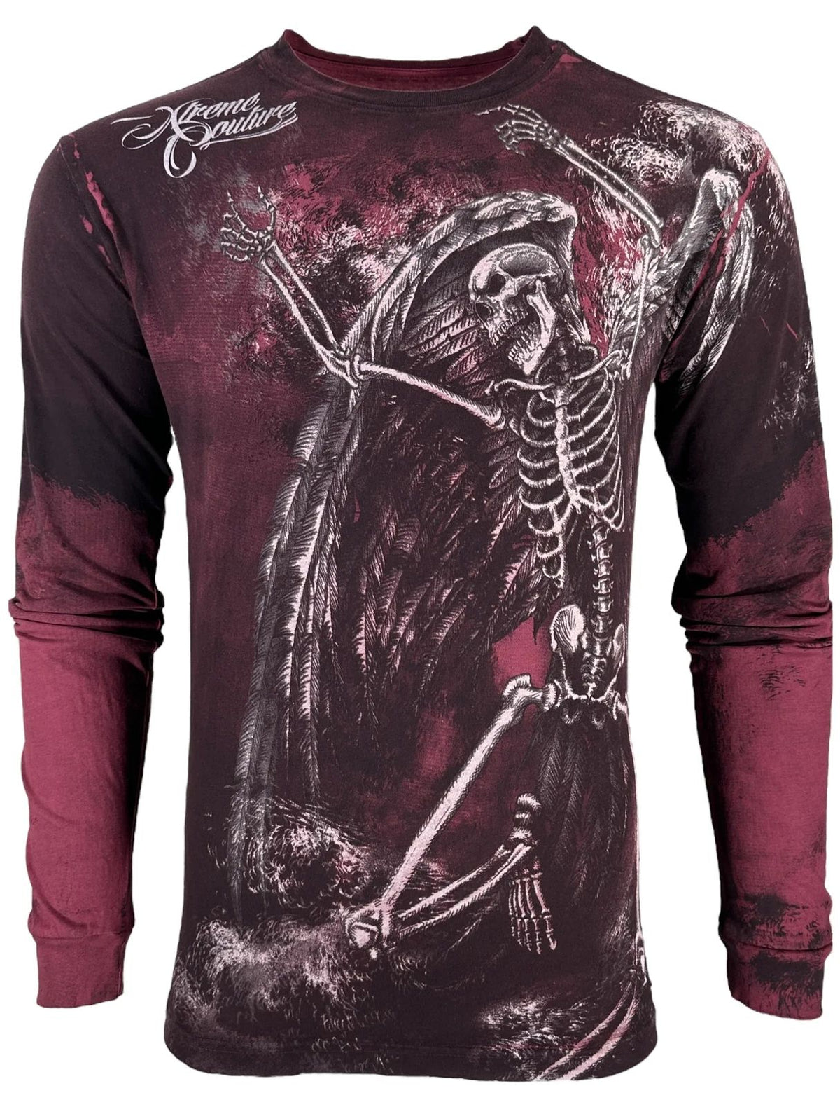 Xtreme Couture By Affliction Men's Long Sleeve Relinquish Skull Wings S- Unisex