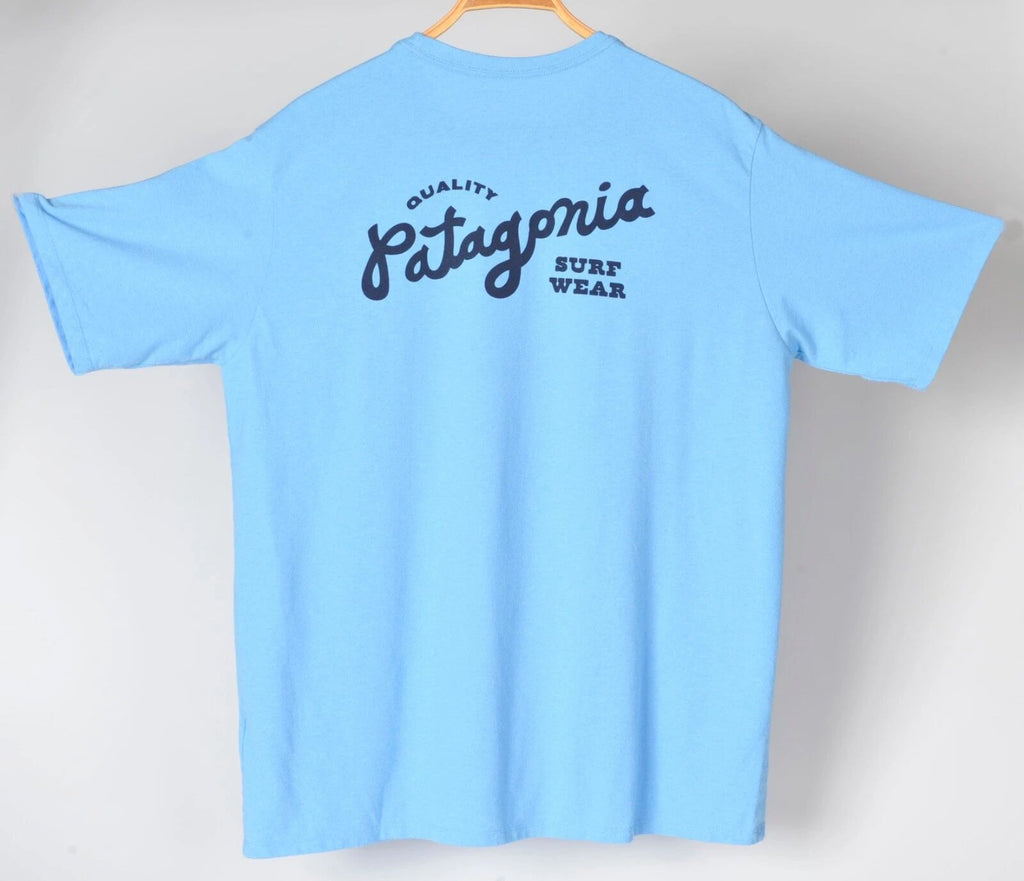 Patagonia Quality Surf Pocket Responsibili-Tee Logo Shirt Blue Men's Large Unisex