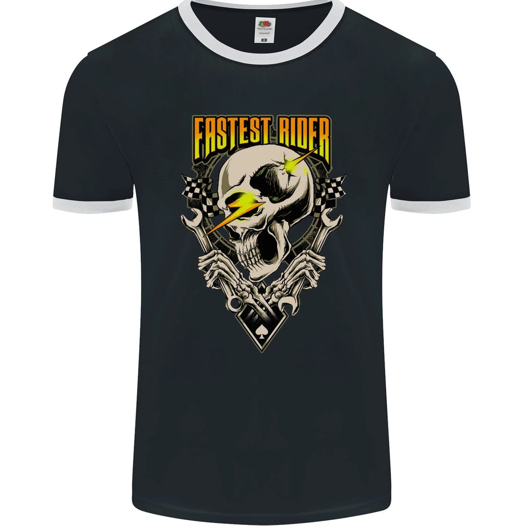 Fastest Rider Motorcycle Motorbike Biker Mens Ringer FotL Unisex