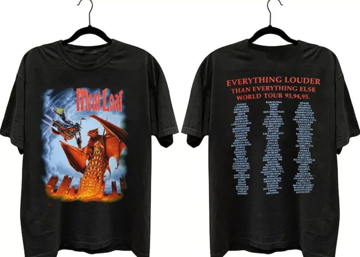 1993 Meat Loaf Everything Louder Than Everything Else World Tour Shirt Unisex