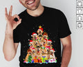Hot Christmas Golden Retrievers Tree Xmas Gift Dog Lover Shirt Unisex