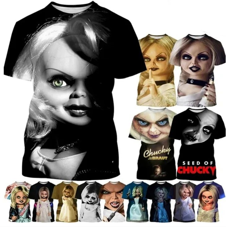 Horror Movie Bride Of Chucky 3D Print Women Men Short Sleeve Tops Casual Unisex