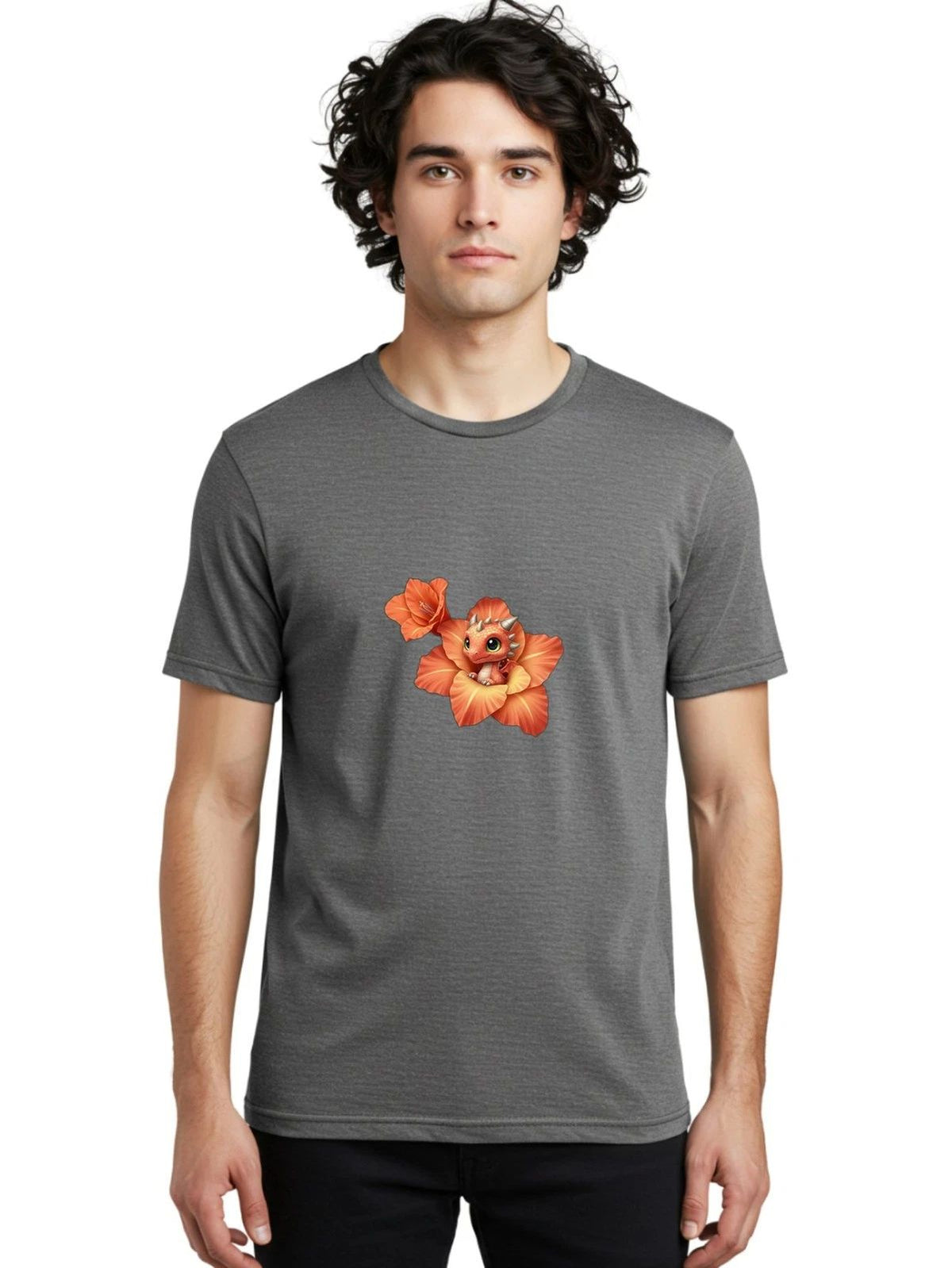 Dragon-In-Flower-1 Mens Graphic Tee, 100% Cotton, Casual Summer Wear Unisex