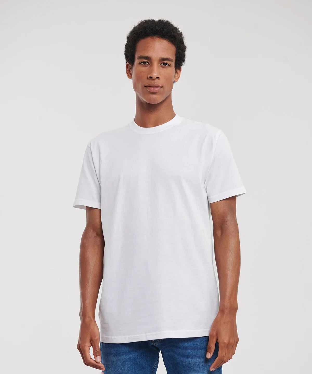 Men's White T Shirt Russell Super Ringspun 100% Cotton Size Medium J180M Unisex