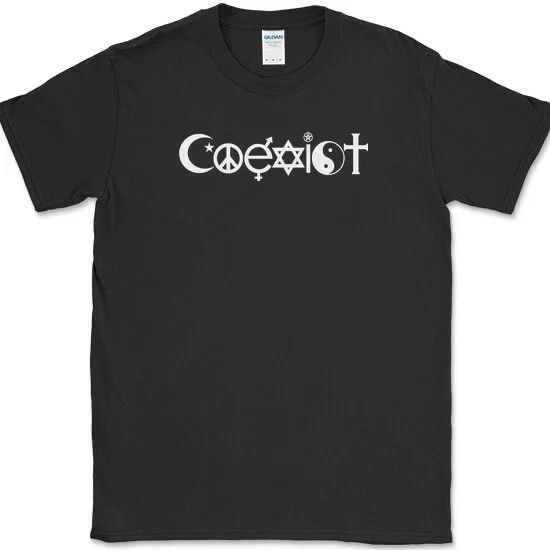 Coexist Funny Peace Love Get Along Religious All Religions Tee reprint ! Unisex