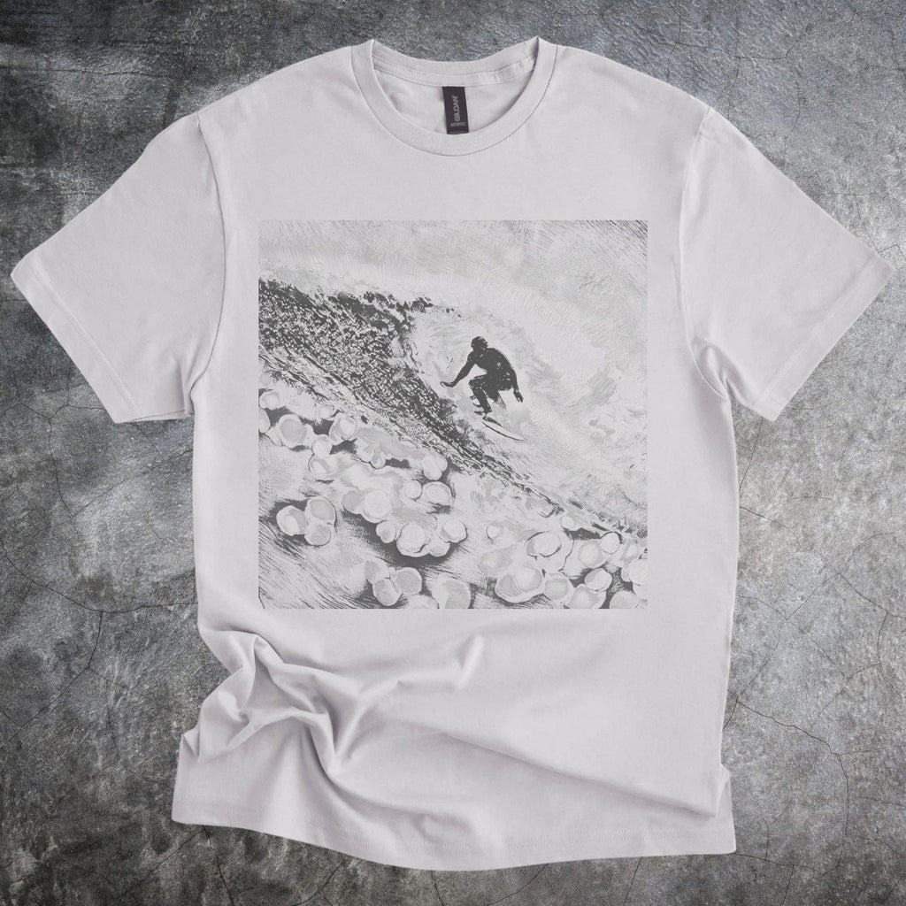 Aerial Landscape Black and White Graphic Tee Modern Abstract Art Unisex